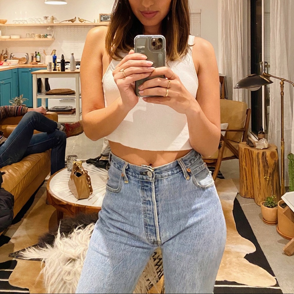 Redone high rise denim jeans